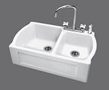 American Standard 7048.304 Chandler Corian Recessed Front Apron Kitchen Sink, Cameo White