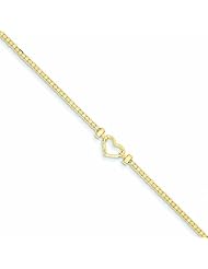 14K Gold Fancy Heart Anklet 9 Inches