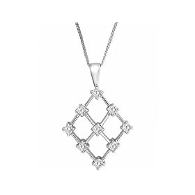 Geometric Diamond Pendant 1/3 Carat (ctw) in 10K White Gold with Chain