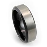 31CdCPadQ0L. SL160  7mm Titanium Ring Brushed Metal Satin Finish Beveled Edge Comfort Fit in Deep Jet Black. Titanium Ring for Men Size 10