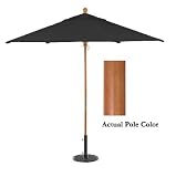 9' Double Pulley Lift Hard Wood Patio Market Umbrella - Champagne: Black
