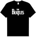 The Beatles Logo Black Retro T-shirt