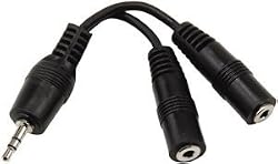 Dual Headphone Jack Splitter Stereo 3.5mm Y Adapter 1 Plug To 2 Jacks Cable