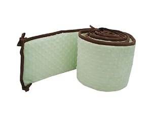 American Baby Company Minky Dot Portable/Mini Crib Bumper with Chocolate Trim, Celery