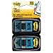 Post-it Message Flags, "Note", 1 inch, Blue, Two Dispensers of 50 Flags