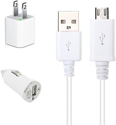 Charger kit, Laeker 3 in 1 of One Port Car Charger + USB Home AC Wall + 8 Pin Data Sync Cable For iPhone 5 5S 5C 6 6Plus (white)