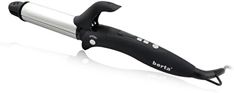 Berta European Plug Curling Iron & Hair Straightener 32mm Barrel Ceramic Curling Wand 1.25 Inch Flat Iron Straightening Irons 2 in 1 Dual Voltage Silvery