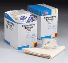 36 in. x36 in. x51 in. Triangular sling/bandage- w/ 2 safety pins- 20 per dispenser box At Home Emergency