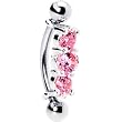 Silver 925 Rose Austrian Crystal Trilogy Eyebrow Ring