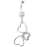 Crystalline Gem HOLLOW HEART TRIO Dangle Belly Ring - B0006V4AJ0