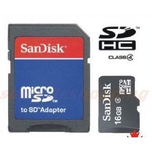 Sandisk 16GB 16G Micro SDHC Class 4 TF Memory Card with Micro SD Card Reader - Bulk Packed
