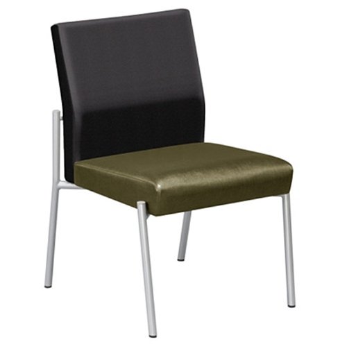 Uptown Armless Guest Chair Moss Solid Fabric/Silver Legs