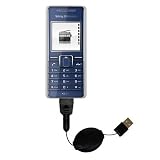 Einziehbares USB Kabel f�r Sony Ericsson K220i mit Hot Sync und aufladen Einsatzm�glichkeiten  von Gomadic mit TipExchange Technology