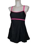 Womens BB Swimdress Swimsuit, Long Tankini Swimwear, Black with trim or prints 8-16