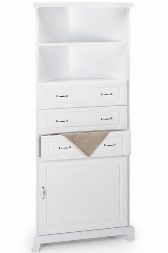 Dexter 30"w Corner Linen Storage Cabinet With Wood Door, 30"W WOOD DOOR, WHITE