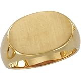 14K Yellow 12.00X18.00 MM Gents Signet Ring W/brush Finished Top