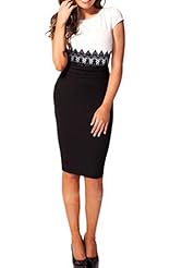 Sexy Round Neck Cocktail Short Sleeves Cotton Lace Bodycon Dress/Prom Dress/Wedding Party Dress/Midi Dress 