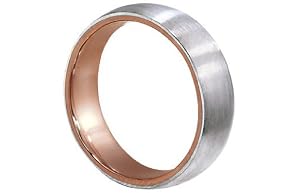 Men's Two Tone 18k Rose Gold Platinum Brushed Finish 6mm Comfort Fit Wedding Band Ring size 8.5
