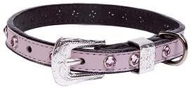 Zuri Collection 092145348604 Toy Pink Leather Collar, Pink Swarovski Crystal Xsmall 8-10 In., 0.37 In. Width