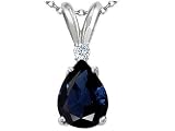 1.28 cts Genuine Sapphire and Diamond Pendant - 14kt White or Yellow Gold