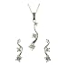 Silver Ladies trilogy Cubic Zirconia wave pendant & earring set + 18" curb chain