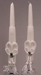 Carved Tapers wih Western Charms, White with Silver Charms