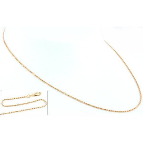 14k Rose Gold Rope Link Chain Diamond-Cut Necklace 16