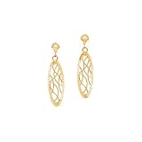 14K Yellow Gold ''Diamond Cut'' Filigree Oval Shaped Earrings