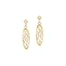 14K Yellow Gold ''Diamond Cut'' Filigree Oval Shaped Earrings