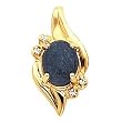 14K Yellow Gold Lapis Lazuli and Diamond Pendant