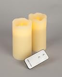 Flameless 2-Pack of Ivory Pillar Candles with Remote Control, Two 6-Inch