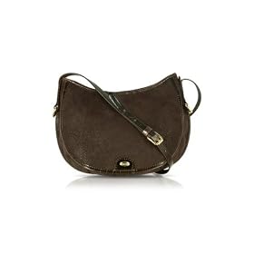 Bric's Life Chic - Micro-Suede and Croc Leather Shoulder Bag Dark Brown