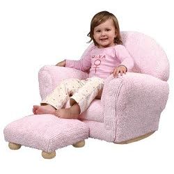KidKraft Upholstered Rocker w/Ottoman - Pink Chenille