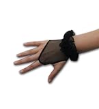 Short Sheer Dress Mitts Gloves in Black