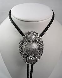 Classic Faux Nickel Diamondcut Pewter Bolo Tie