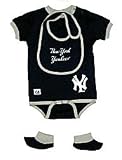 New York Yankees Navy and Grey Infant Baby Creeper Bib & Booties Set