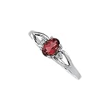 14K White Gold 0.02 ct. Diamond and 6 x 4 MM Oval Shaped Pink Tourmaline Ring