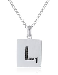 Scrabble 925 Sterling Silver 0.03ct Diamond Initial L Pendant Necklace, 18"