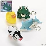 12 Animal Light-Up and Sound LED Keychains