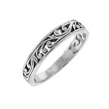 Ornate Scroll Sterling Silver Thumb Stack Ring