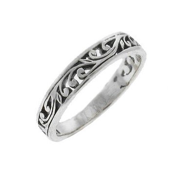 Ornate Scroll Sterling Silver Thumb Stack Ring