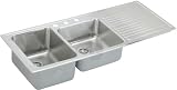 Elkay Gourmet Collection ILGR5422L0 54 Top Mount Double Bowl Stainless Steel Sink with 18-Gauge, 10 Large Bowl Depth, Self-Rim and Bowls Left Of Ribbed Work Area: No Holes