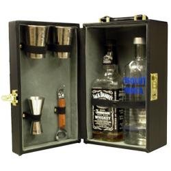 Trav-L-Bar Vinyl 2-Bottle Travel Bar, Black