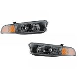 Mitsubishi Galant Black Housing Headlights OE Style Replacement Headlamps Dri…