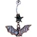 Black Cubic Zirconia STAR Bronze GOTHIC BAT Dangle Belly Ring