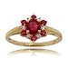 New 14 KT Yellow Gold Flower Ring w Rubies & Diamonds