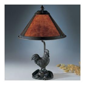 Dale Tiffany 2307 Antique Bronze Rooster Mica Table Lamp 2307
