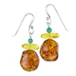 .925 Silver, Amber & Turquoise Earrings