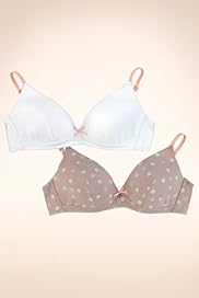 2 Pack Angel Cotton Rich Spotted Non Wired Bras