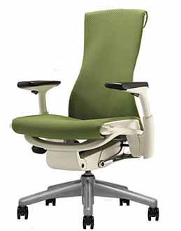 Embody Chair by Herman Miller - Fully Adjustable Arms - White Frame and Titanium Base - Standard Carpet Casters - Green Apple Rhythm